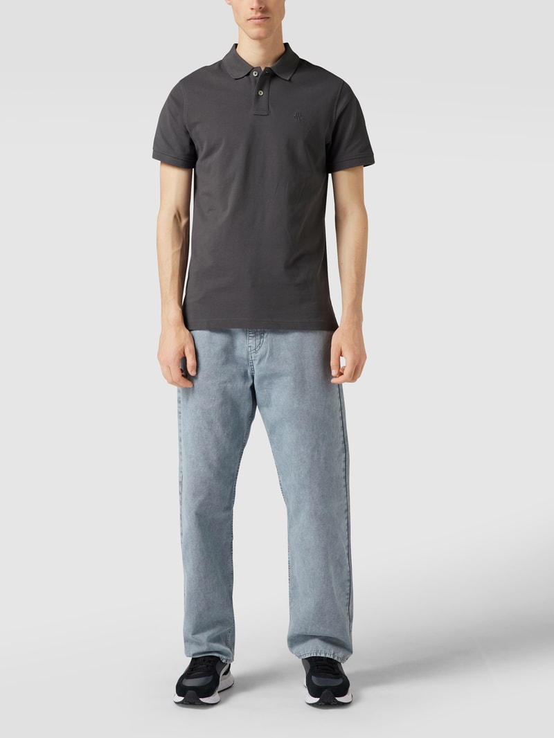 Poloshirt mit Brand-Stitching in dunkelgrau
