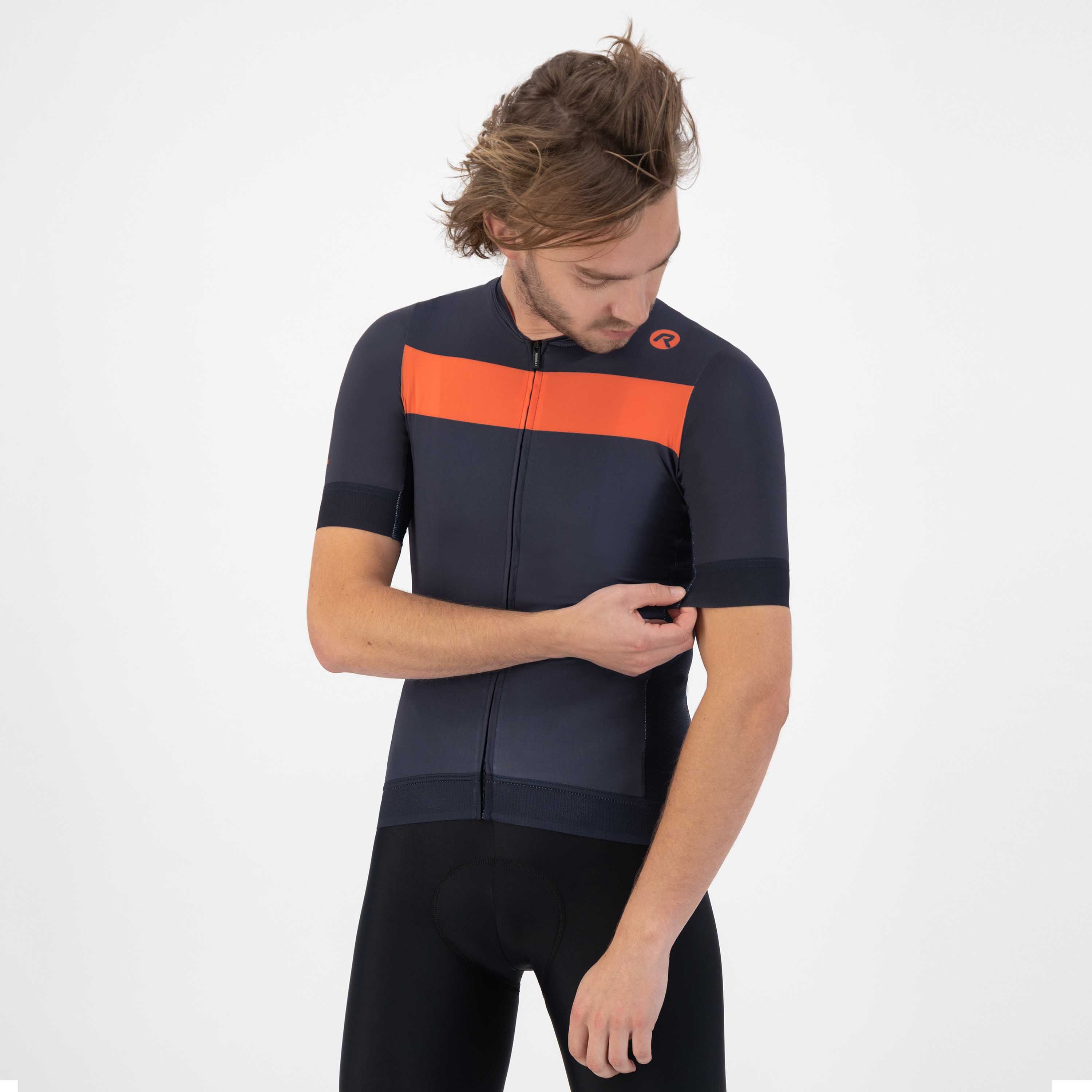 Rogelli Prime Blau/Orange Herren Radtrikot Kurzarm