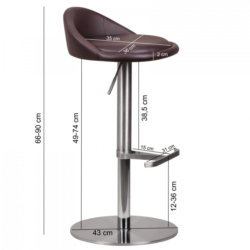 Wohnling Barhocker Wohnling Durable M1 Edelstahl gebürstet Braun