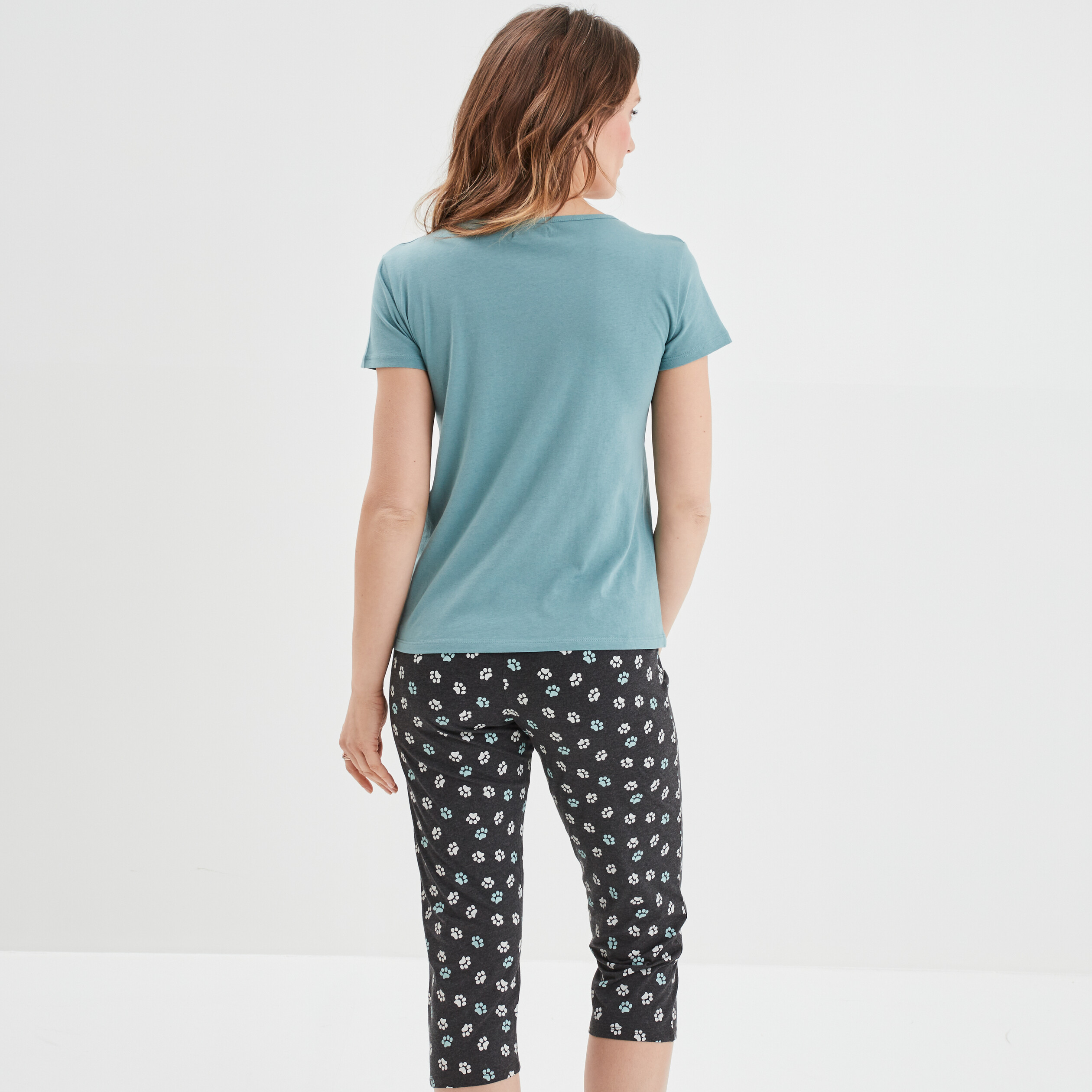 Ensemble pyjama 2 pièces bleu gris femme | La Halle