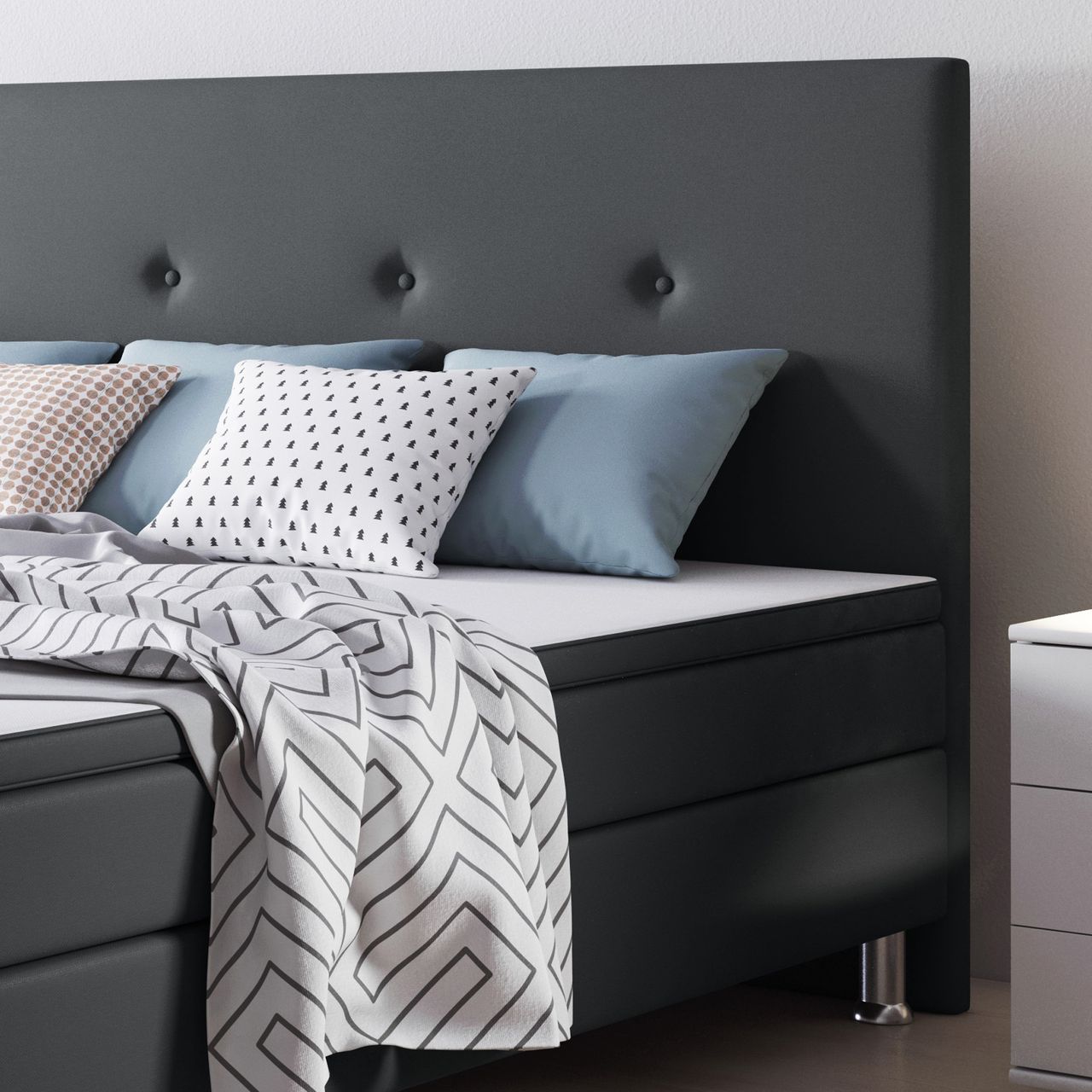 IHG Boxspringbett Jump 180x200 Webstoff Anthrazit Typ 2
