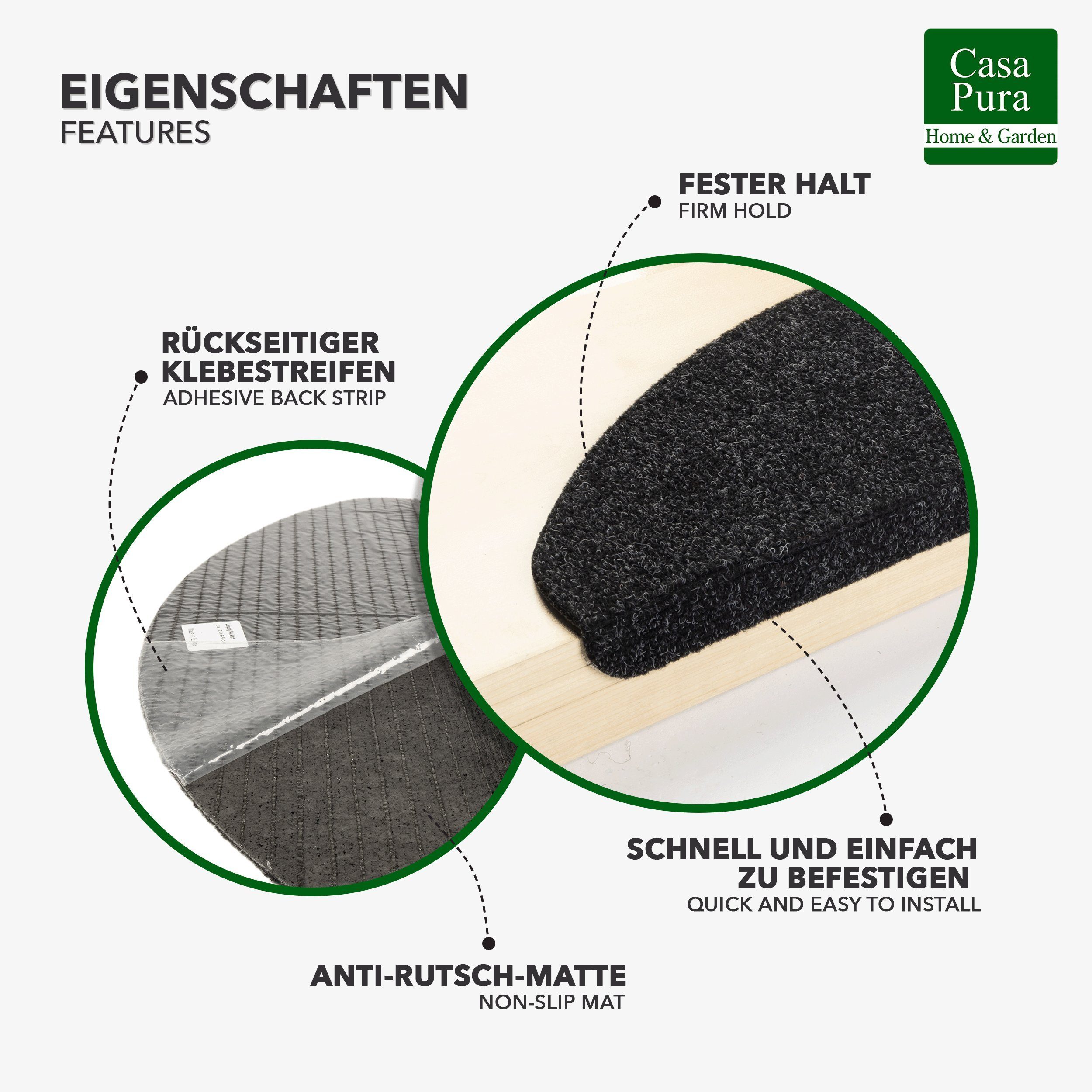 Stufenmatte Denver, Treppenmatte, 5 Farben & 2 Größen, Karat, Halbrund, Höhe: 4.4 mm, Günstiger Stufenschutz