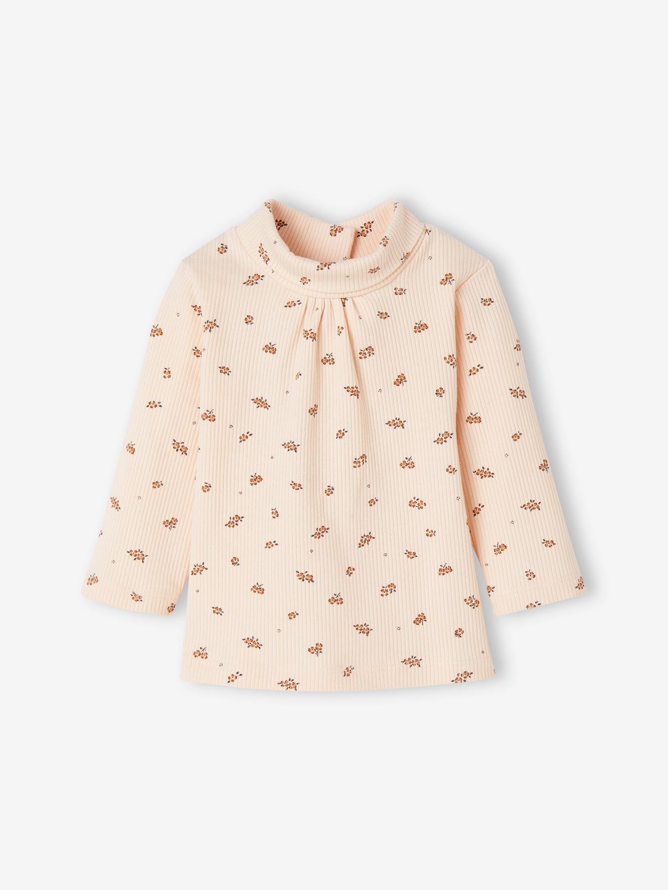 Vertbaudet Baby Rollkragenshirt, Feinripp - hellrosa
