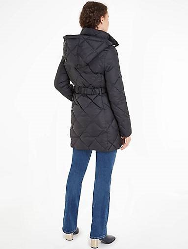 TOMMY HILFIGER Damen Steppmantel mit Kapuze ELEVATED BELTED QUILTED COAT