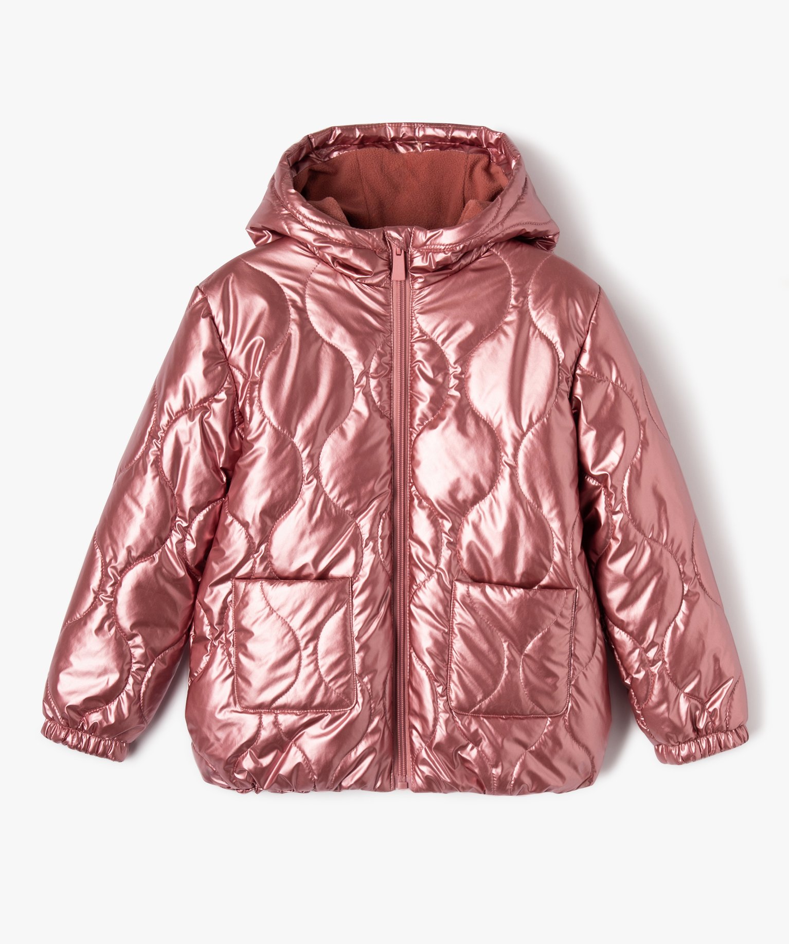 Blouson matelassé à capuche fille rose | GEMO