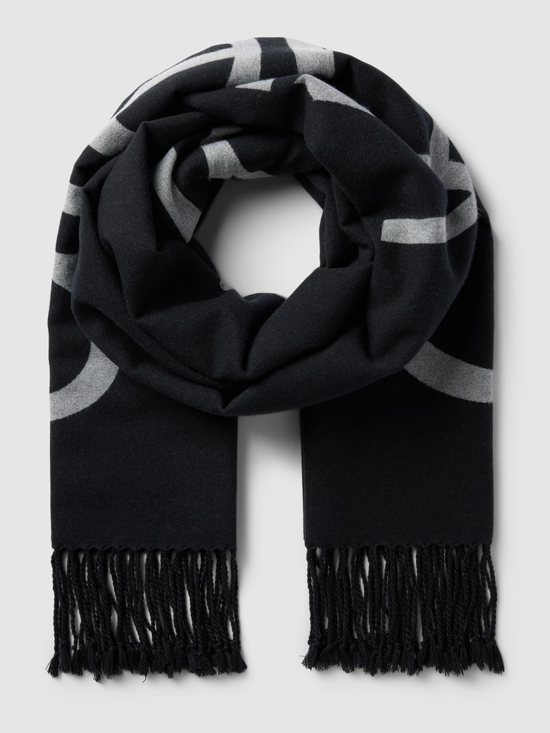 Schal mit Label-Stitching in schwarz