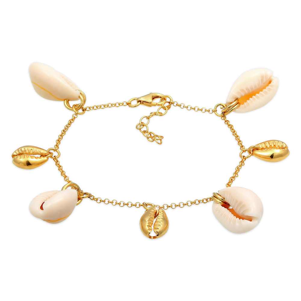 Elli Elli Bracelet Femme Pendentif de Kauri Shells en Argent Sterling 925 Bracelet
