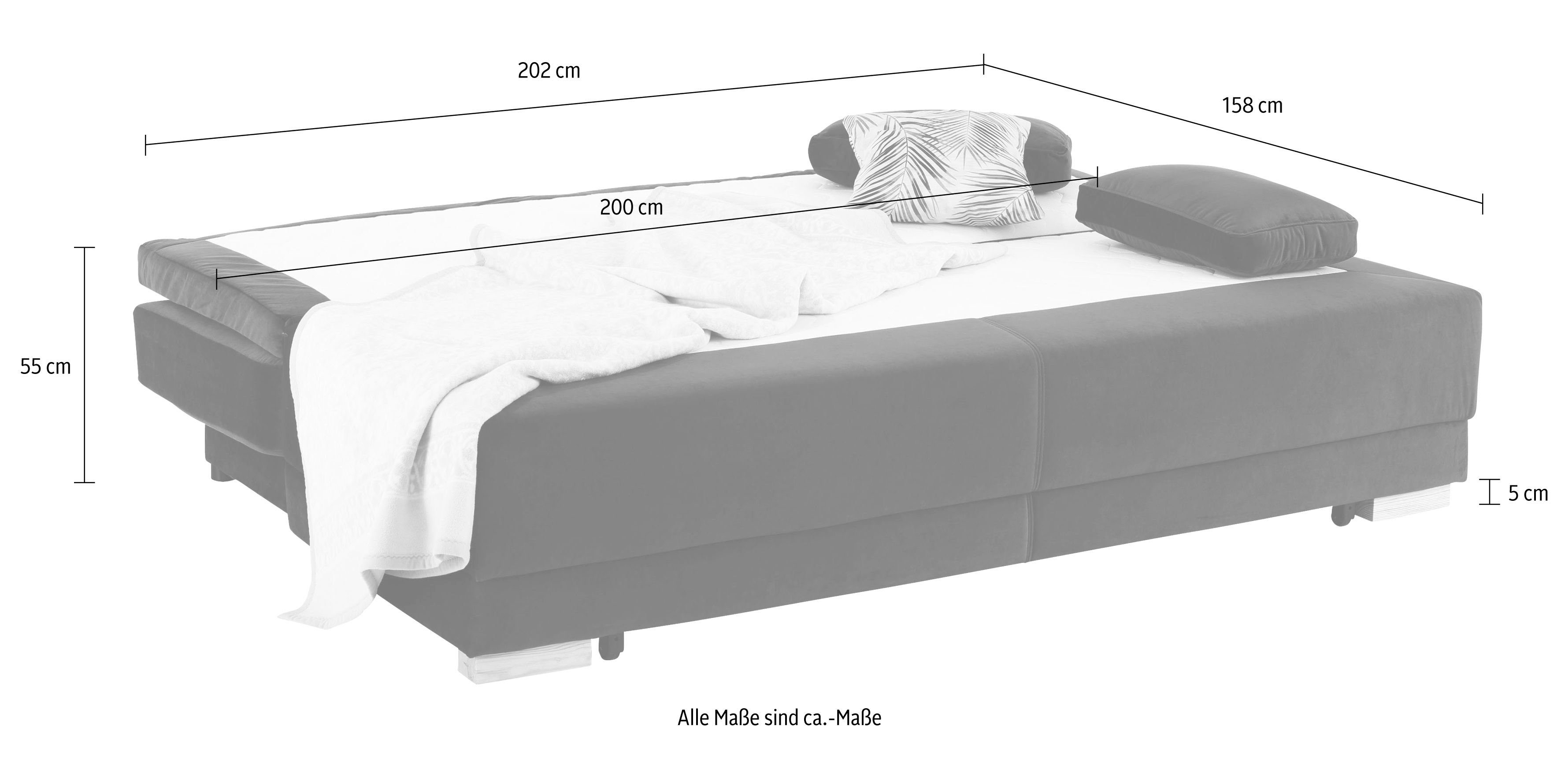 INOSIGN Schlafsofa Berlin, Dauerschläfer mit Boxspringfederung, Bettfunktion und Bettkasten