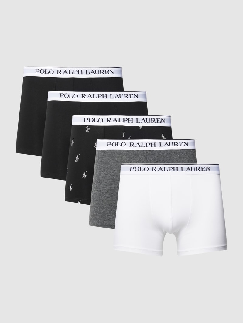 Trunks mit elastischem Logo-Bund im 5er-Pack in dunkelgrau meliert