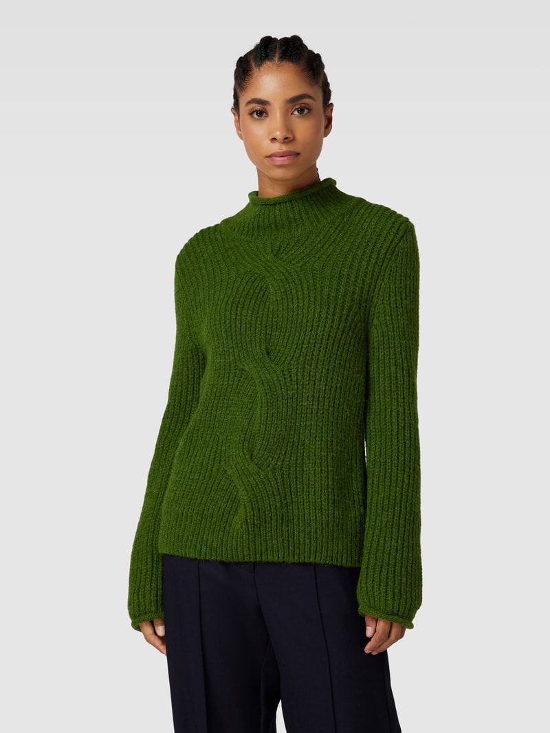 Strickpullover mit Zopfmuster in grün