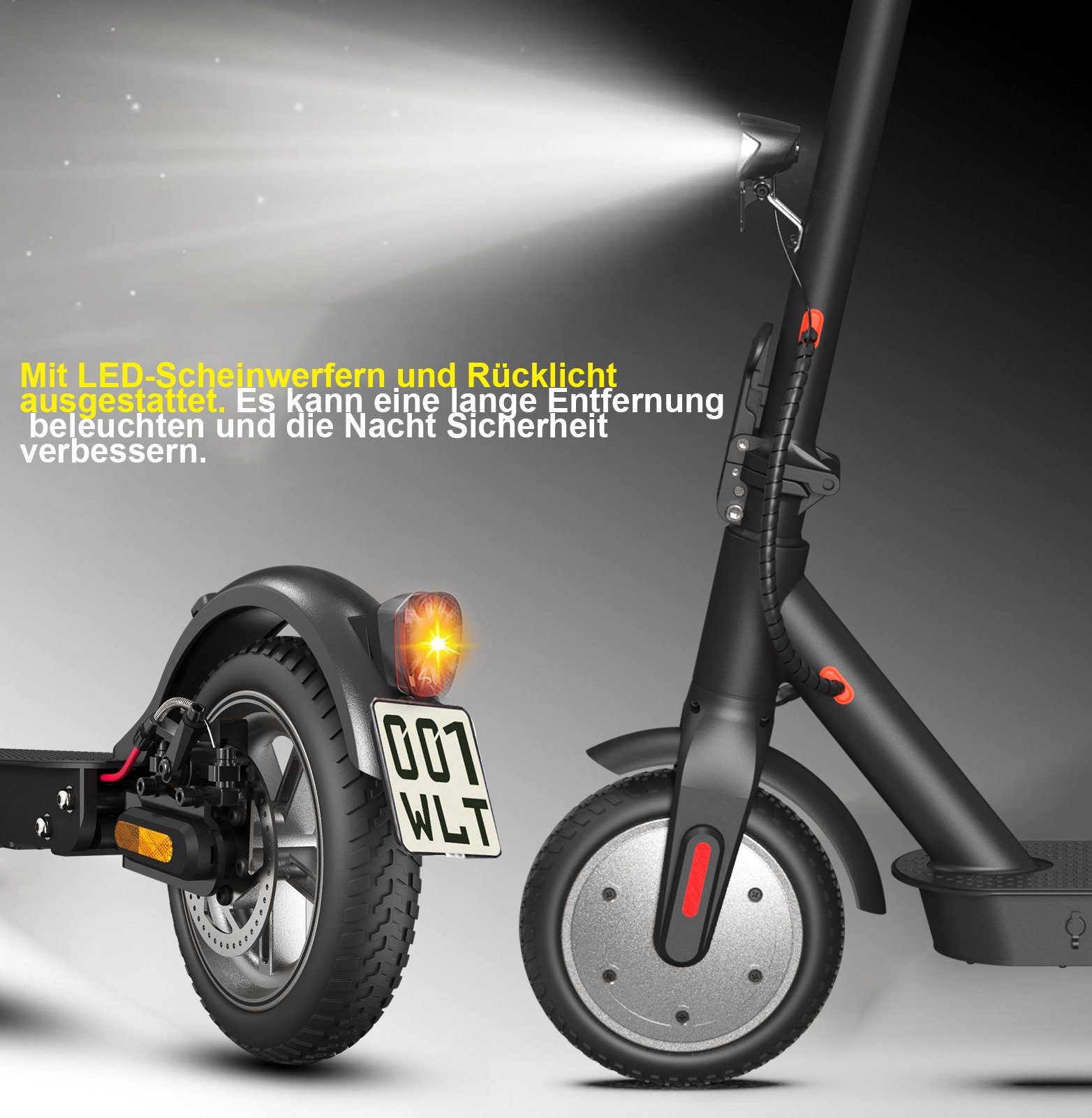 LETGOSPT E-Scooter 2 Stück E-Scooter mit Straßenzulassung Faltbarer Elektroroller eKFV, Belastung bis 120kg, App & LED Display, ABE E-roller für Erwachsene