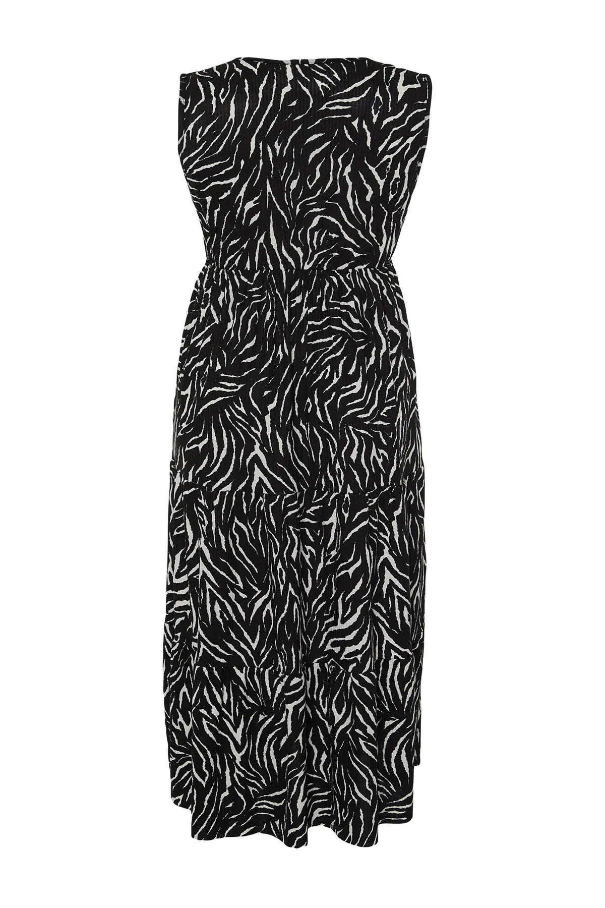 Trendyol Curve  Schwarzes A-Linien-Strickkleid mit Tiermuster TBBSS22AH00010