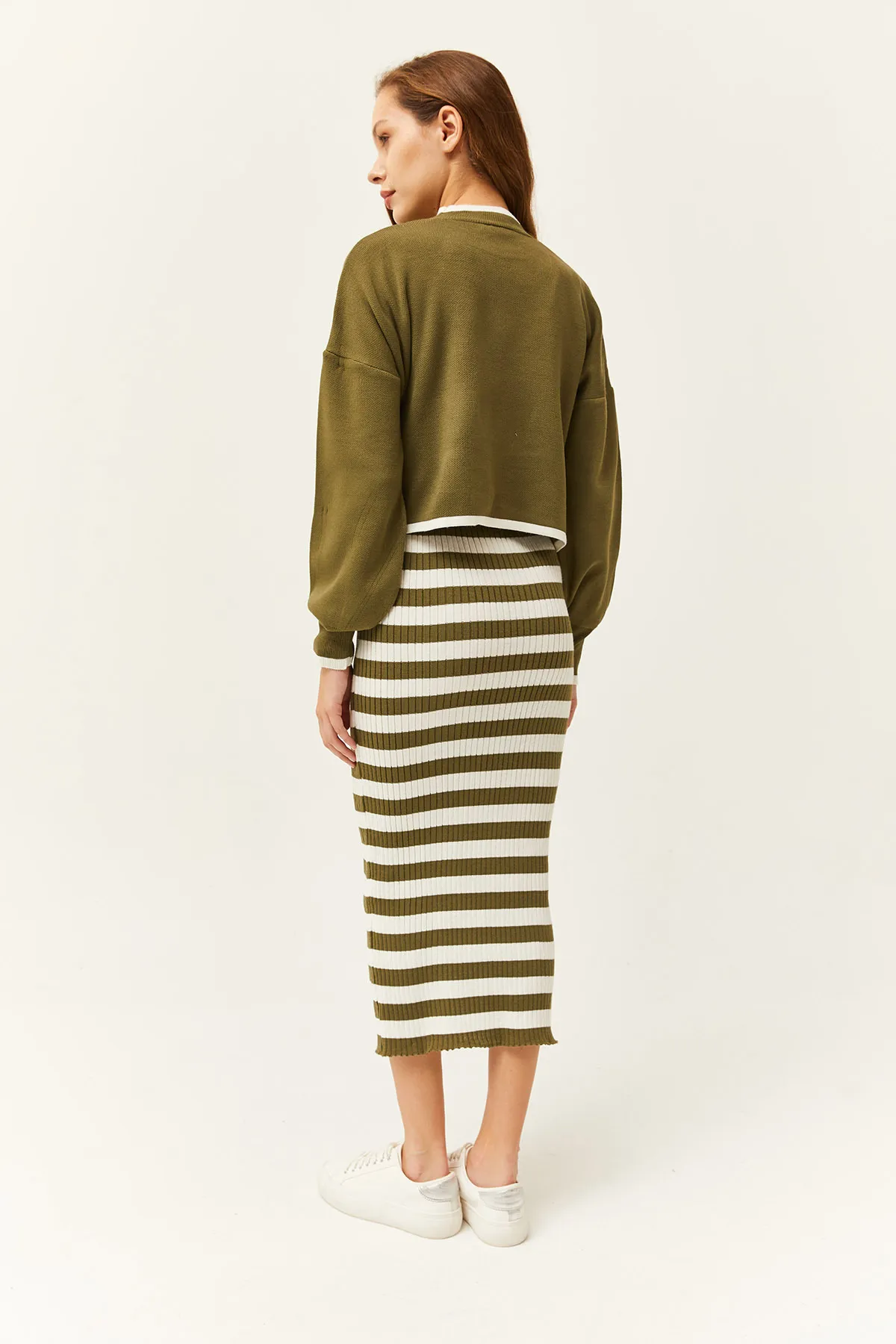 Olalook  Damen-Khaki-Oberteil, Pullover, Unterkleid, Strickanzug, TKM-19000237