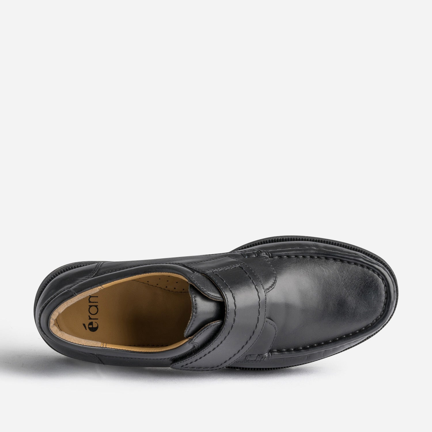 Mocassin noir en cuir à scratch