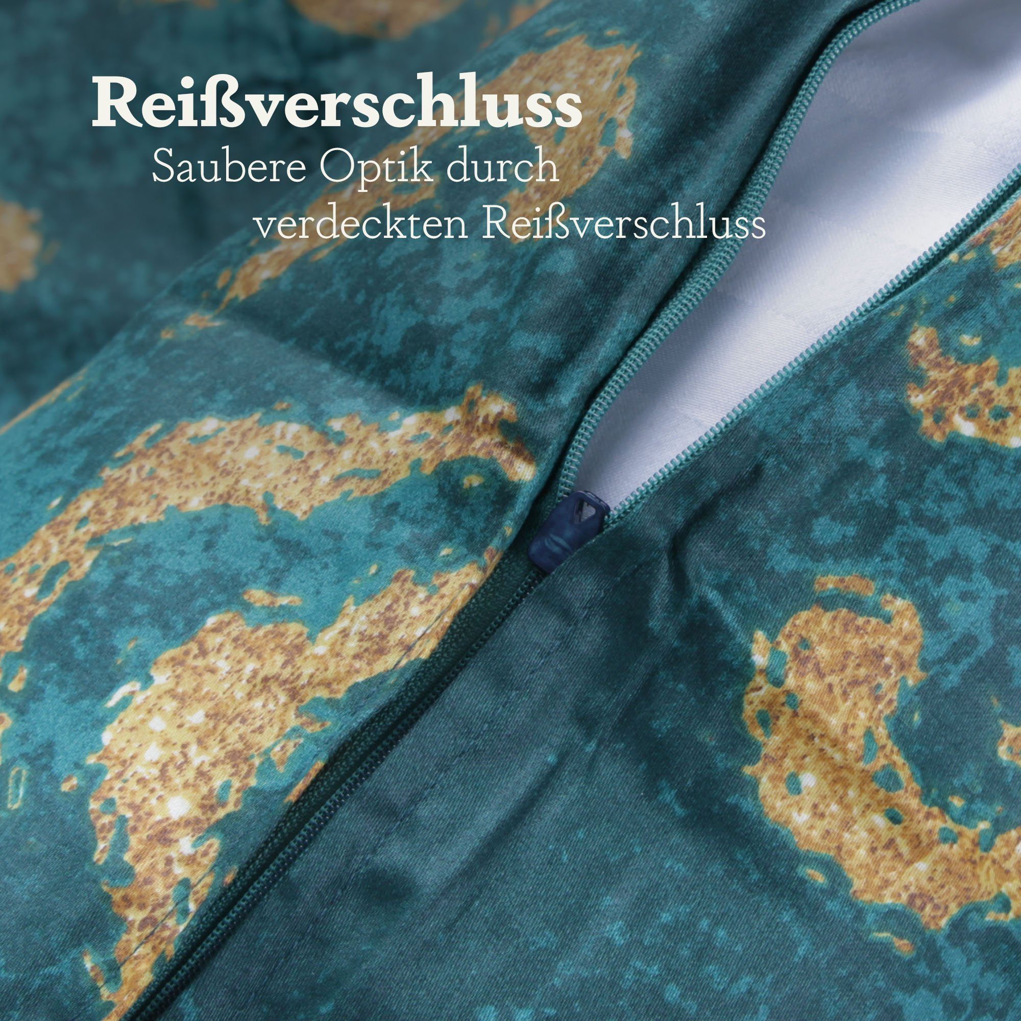 Bettwäsche 2tlg. Bettbezug + Kissenbezug - Floral / Ornament, Bestlivings, Satin Baumwolle, 100% Baumwolle, verd. Reißverschluss, Satin Qualität - Bettdeckenbezug