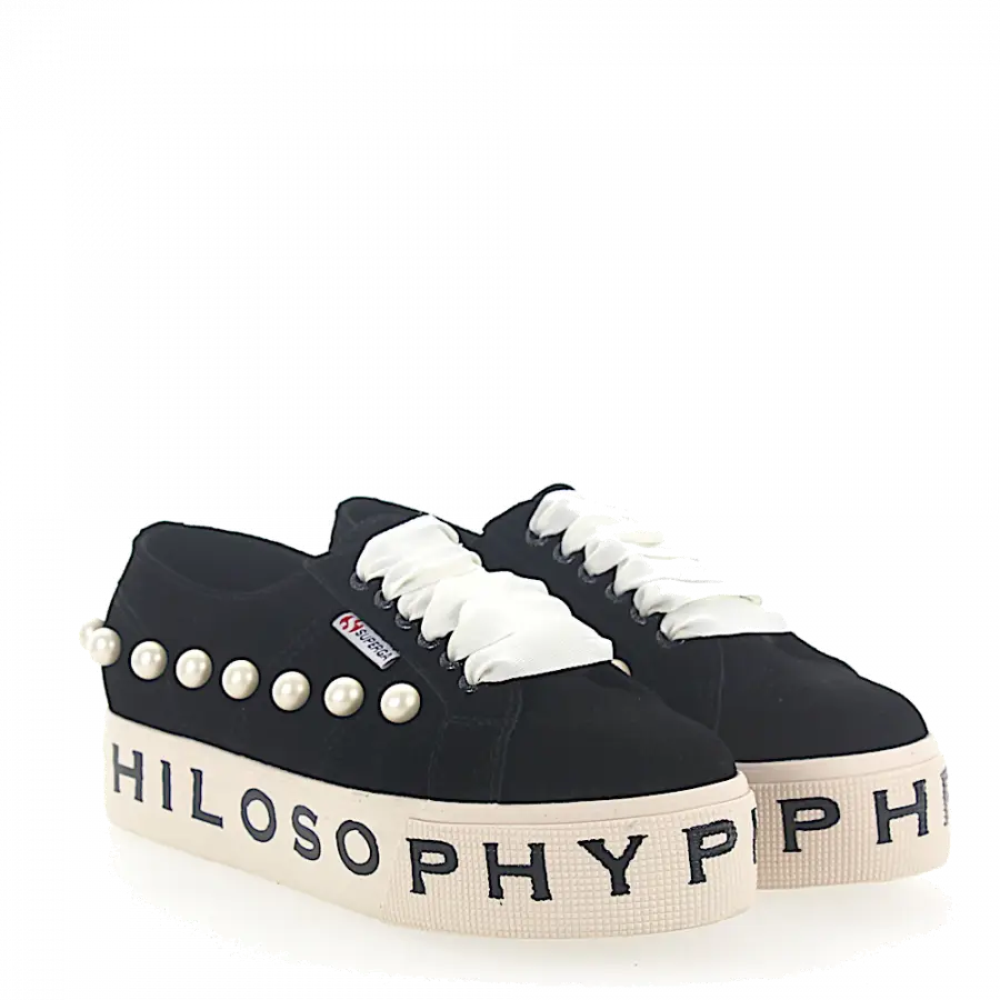 Philosophy Di Lorenzo Serafini - Sneaker Veloursleder Logo Perlen Print schwarz - schwarz