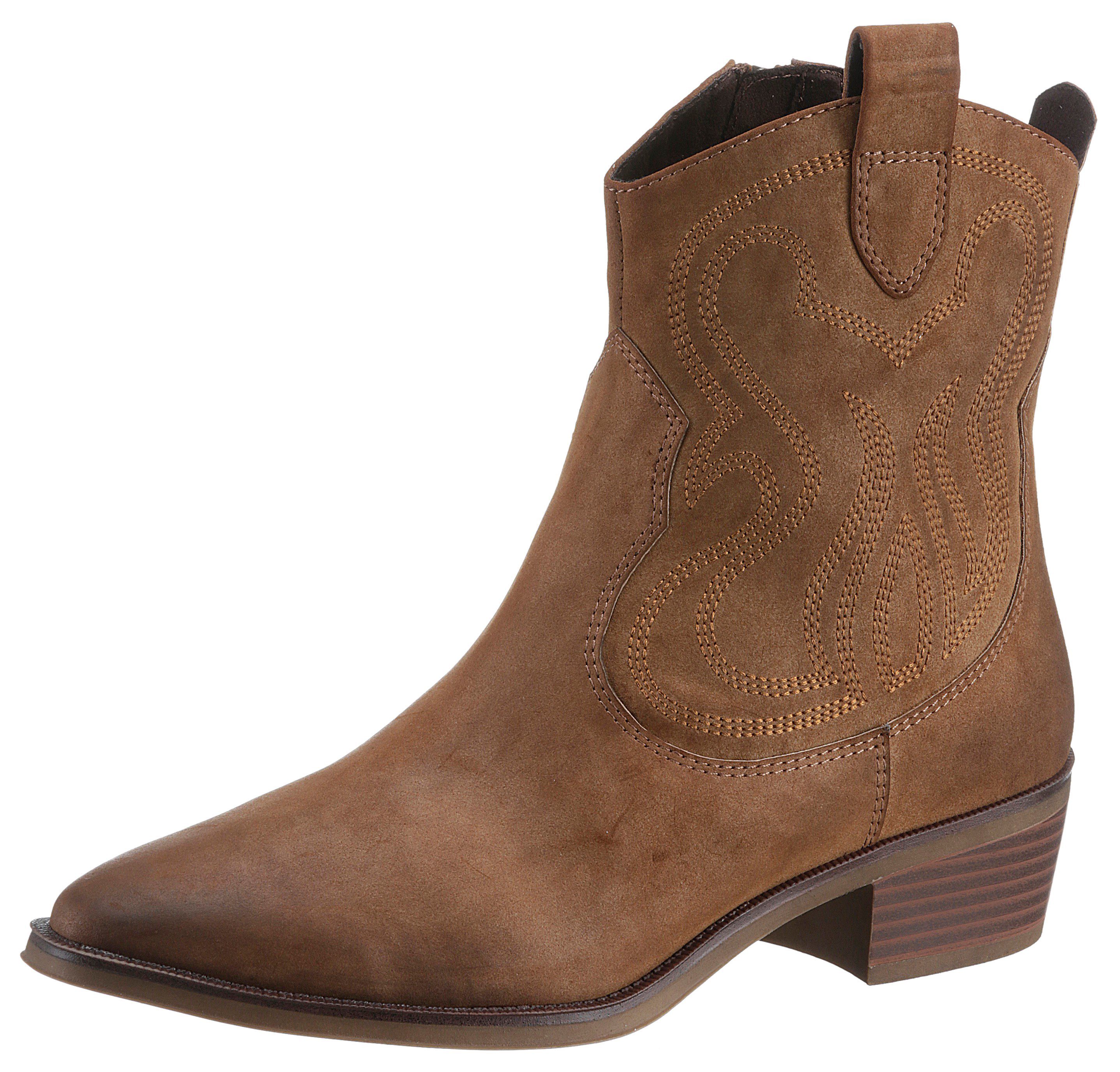 MARCO TOZZI Westernstiefelette im dezenter Stickerei