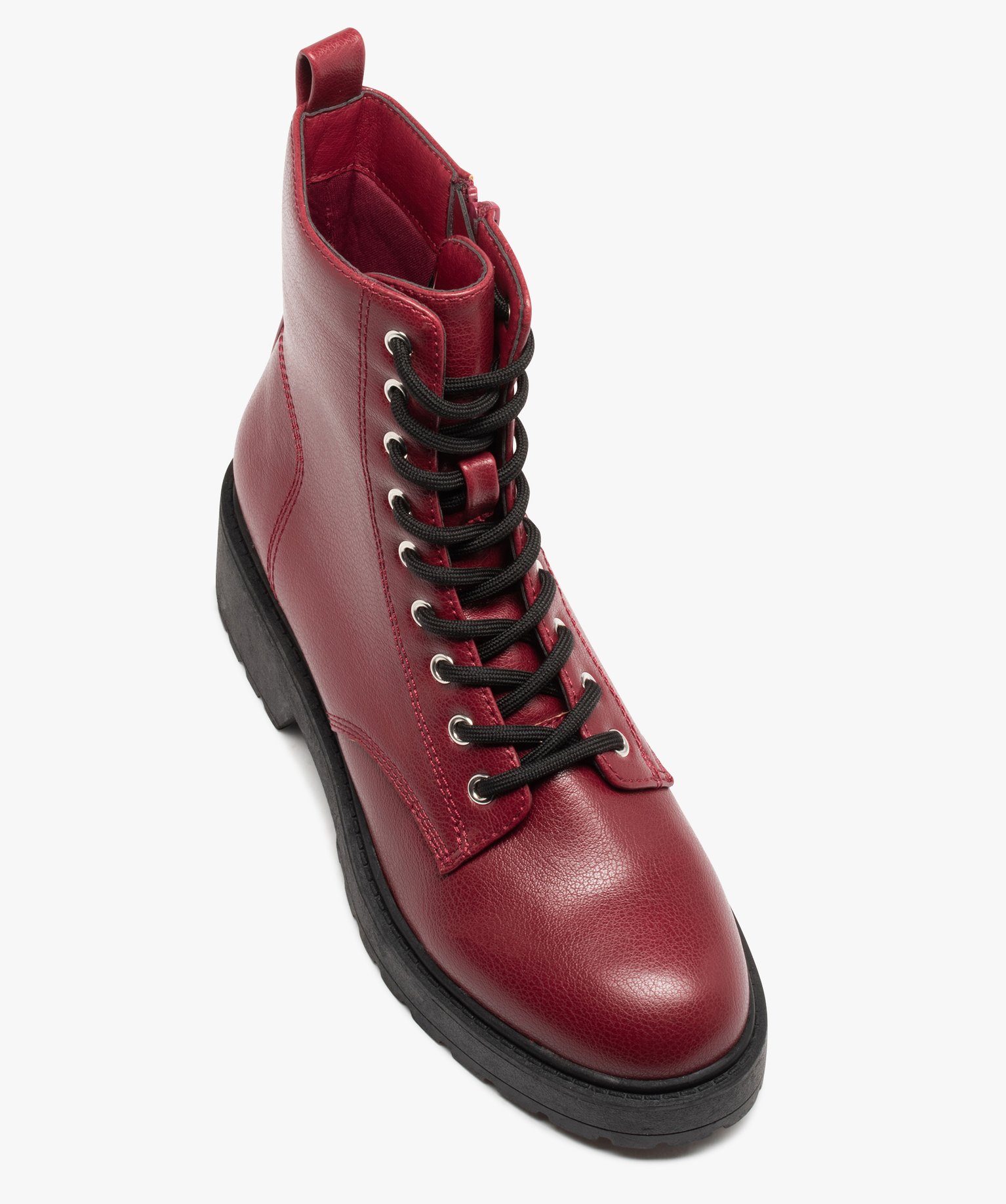 Boots à épaisse semelle crantée femme rouge | GEMO