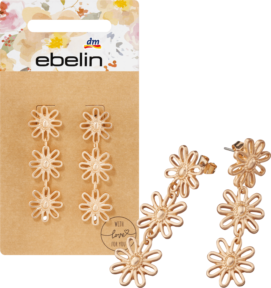 Ohrhänger Blume Gold-Optik, 2 St