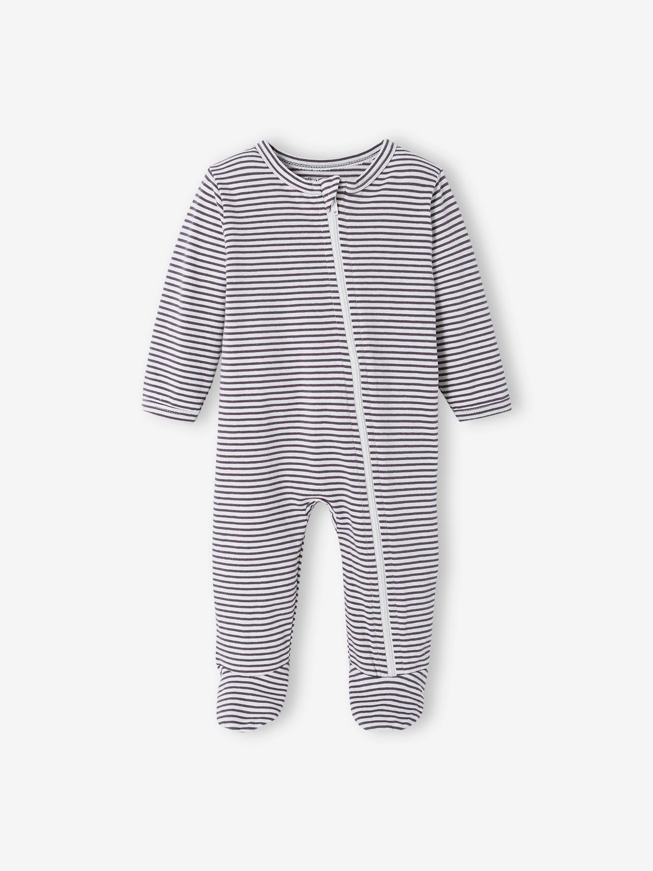 Lot de 3 pyjamas bébé en jersey ouverture zippée BASICS lot moutarde