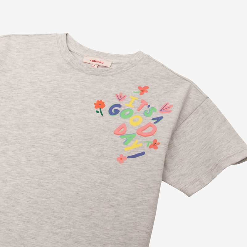 T-shirt fille message gris Catimini