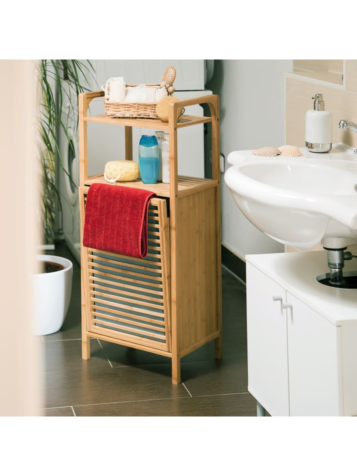 relaxdays Badregal mit Wäschekorb in Natur günstig kaufen onesize