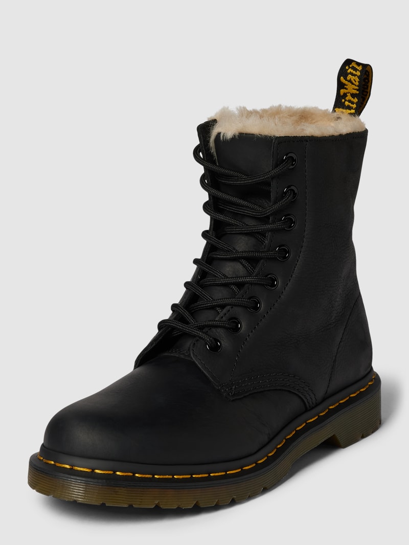 Schnürboots mit Label-Detail in schwarz