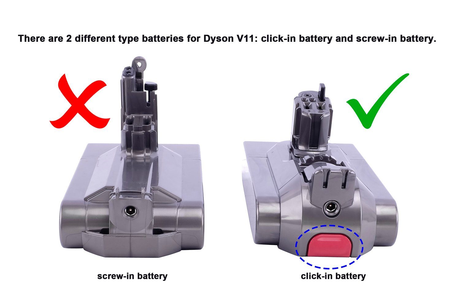 PowerSmart click-in V11 Staubsauger-Akku Ersatz für DYSON 355983, 970343-06, Dyson Outsize (Generation 2020), V11 Absolute Extra, V11 Absolute Extra +, Panasonic Zellen, Lithium-ion (Li-ion) 3600 mAh (25,2 V)