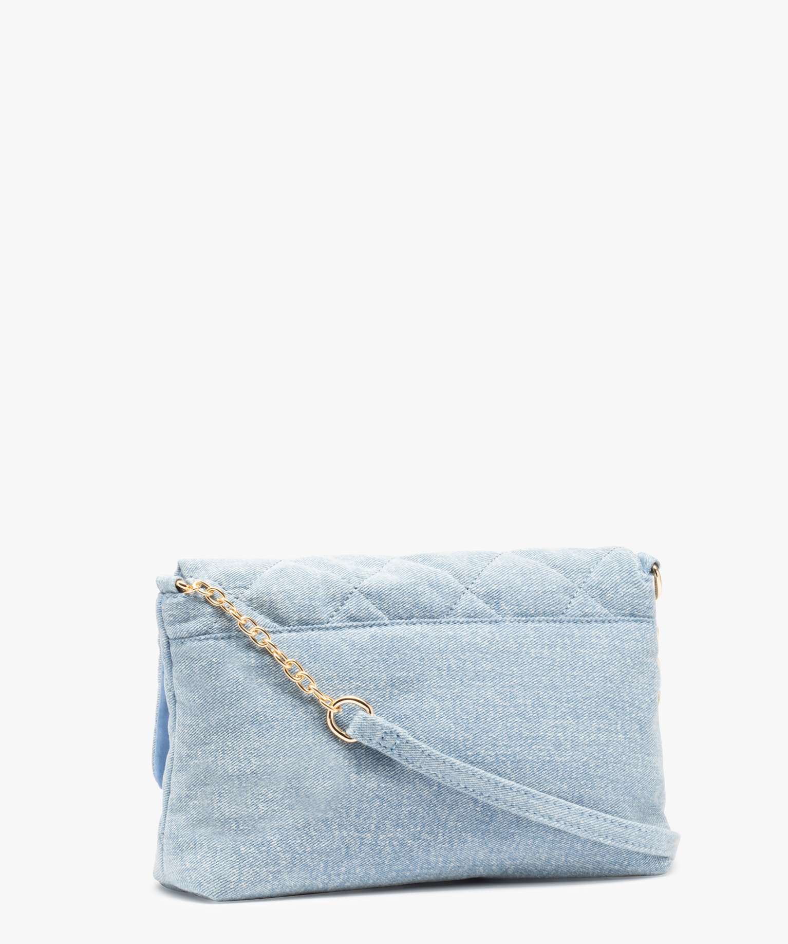 Sac femme en jean matelassé avec bandoulière en chane bleu | GEMO