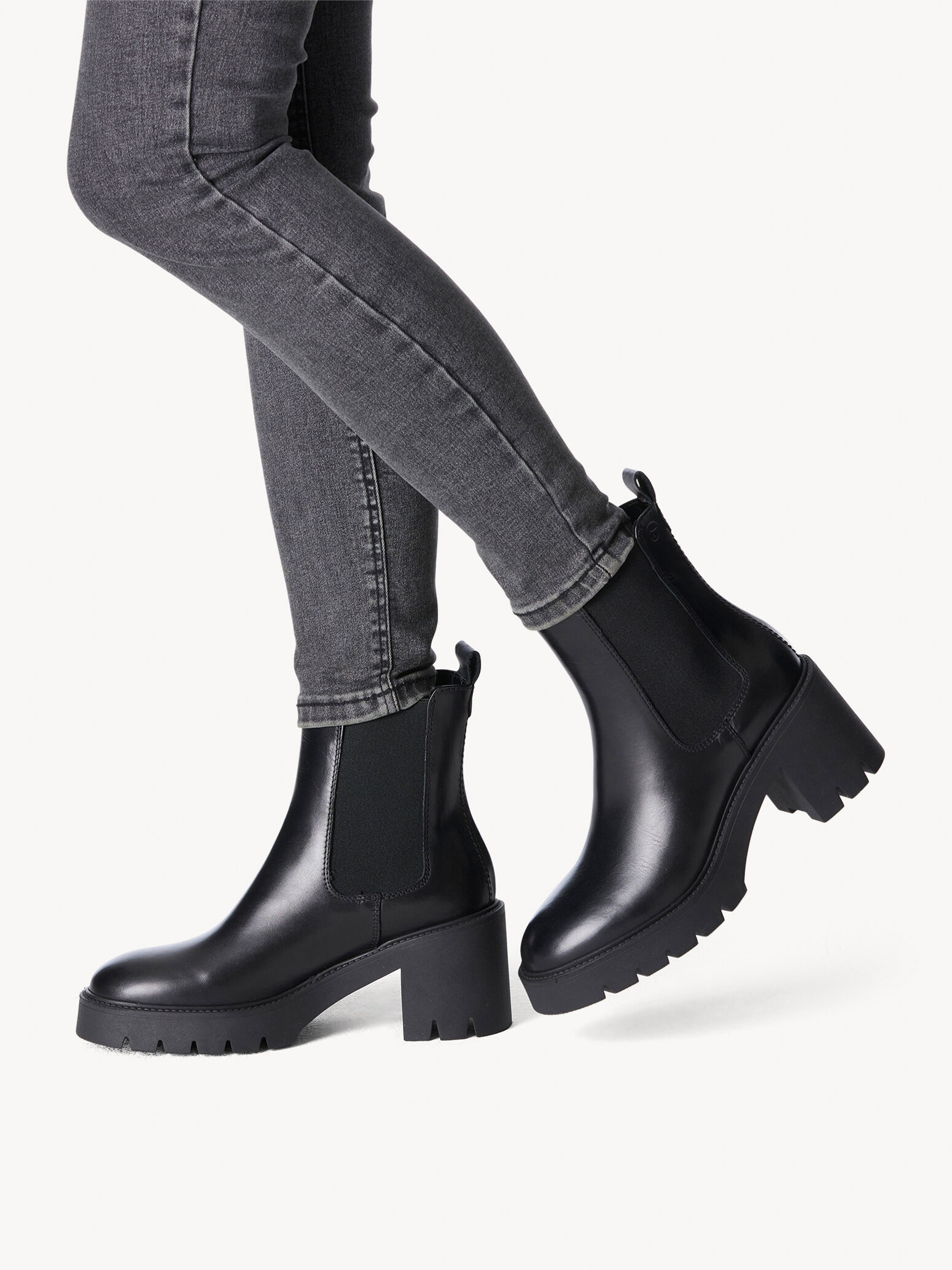 Bottine Chelsea en cuir - noir