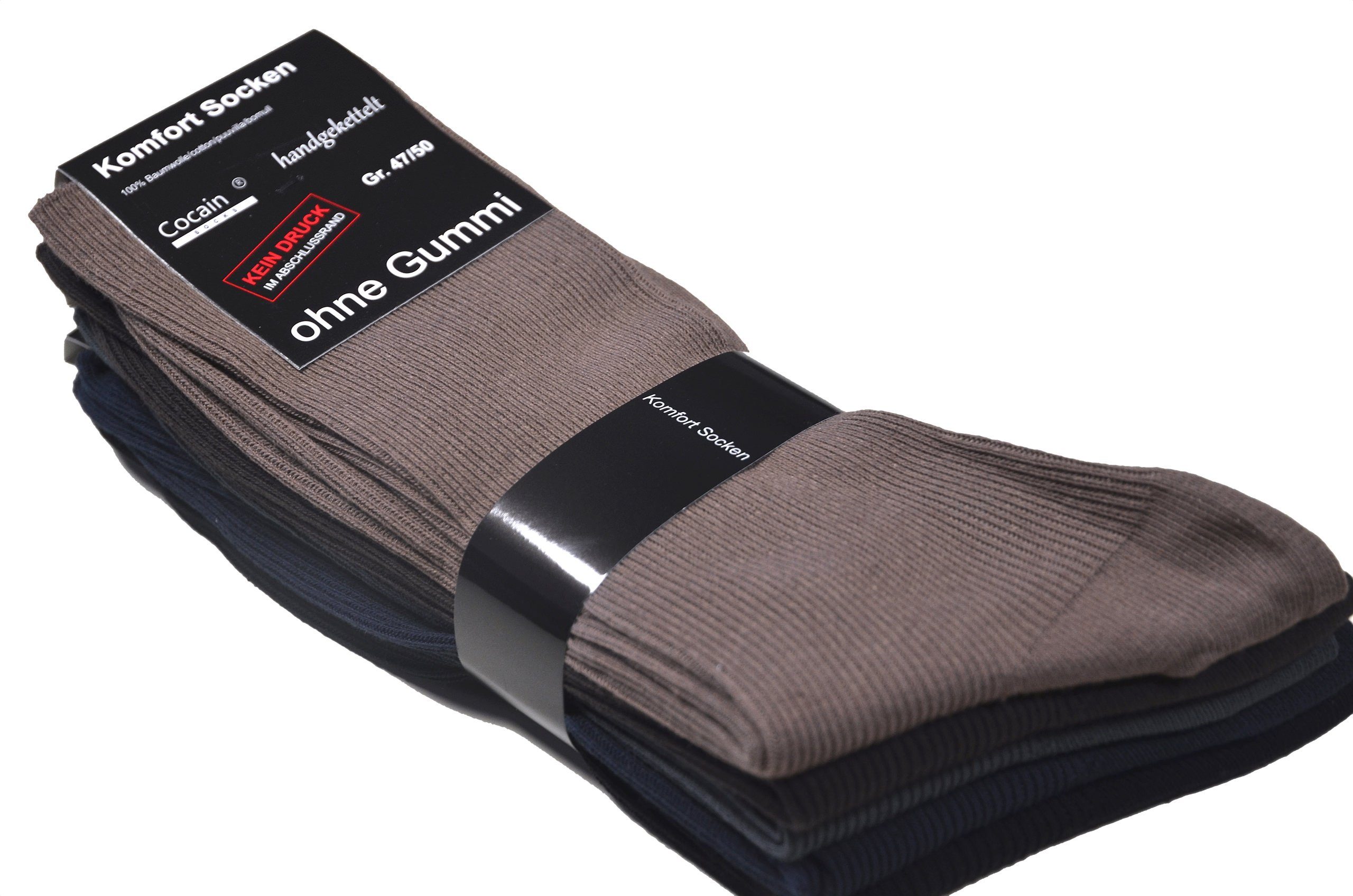 Cocain underwear Diabetikersocken Socken ohne Gummi Gesundheitssocken 100% Baumwolle (10-Paar) für Diabetiker geeignet