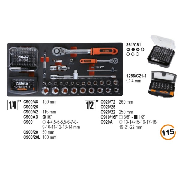 Beta 022006201 2200E/21 instrumentu kaste ar 3 atvilktnēm, 159 daļas