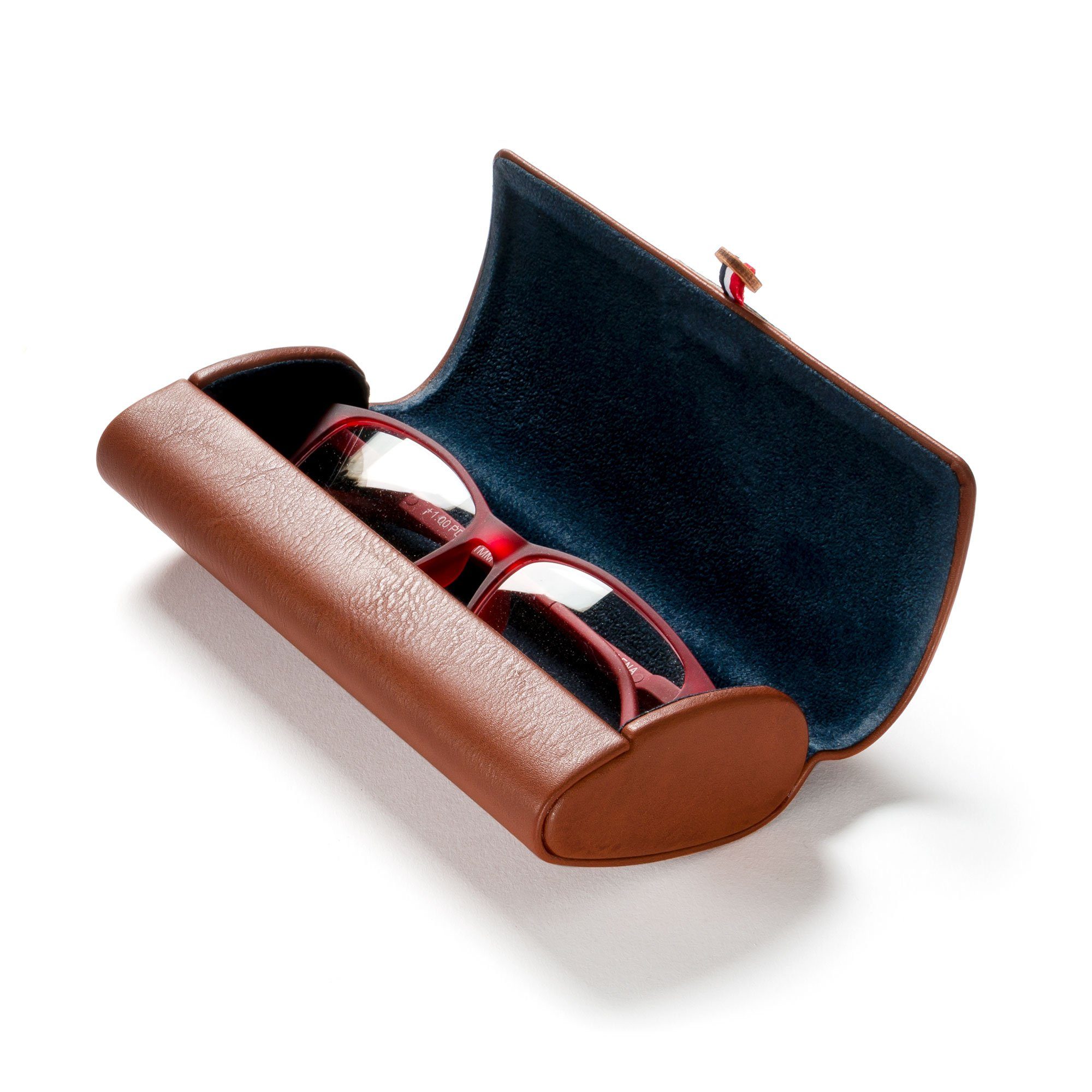 FEFI Brillenetui Hochwertiges Hardcase Etui in Leder-Optik mit Applikation, inklusive Mikrofasertuch