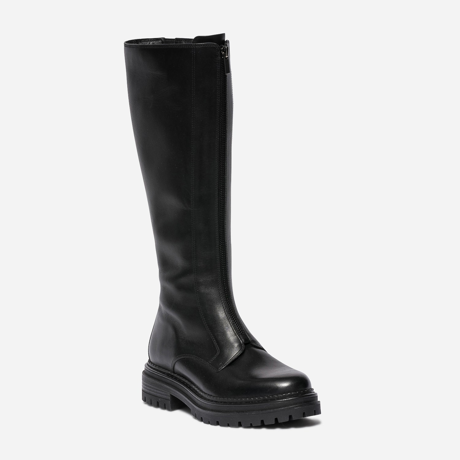 Botte TEXTO noire en cuir à double zip