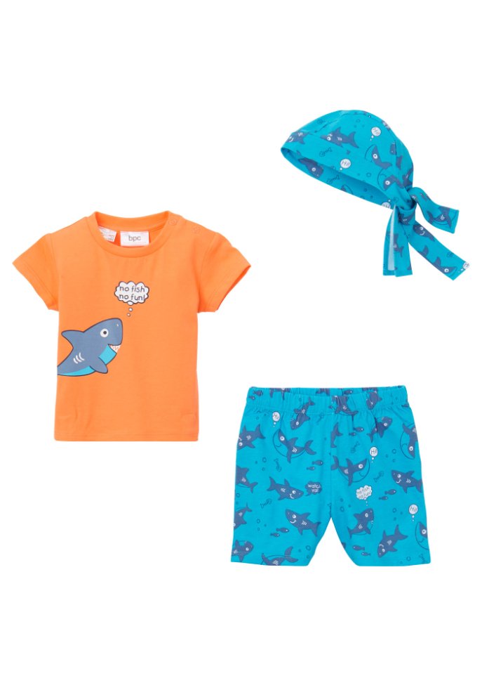 Baby T-Shirt + Bermuda + Bandana (3-tlg.) Bio-Baumwolle