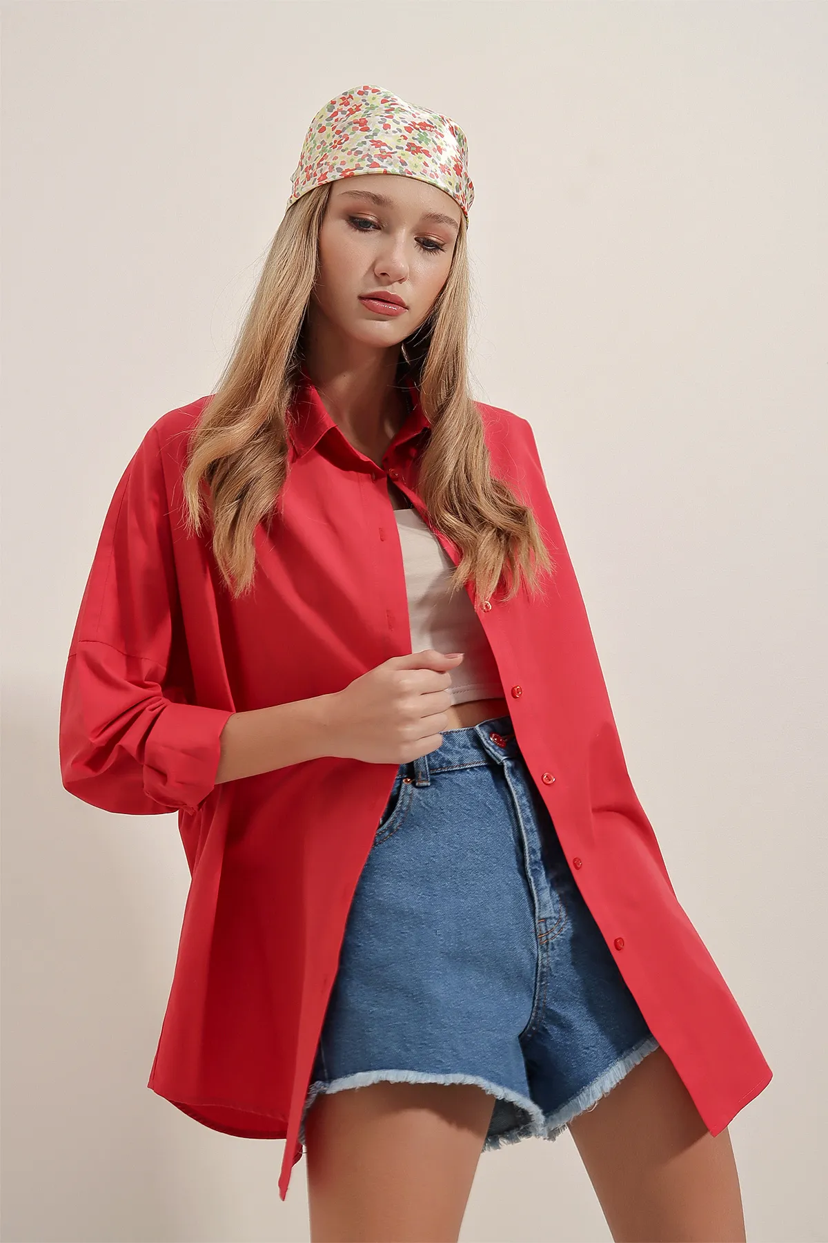 Bigdart  3900 Oversize-Lang-Basic-Hemd – Rot