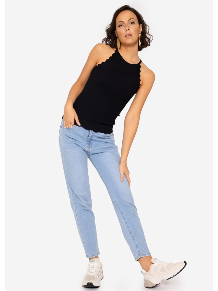 SASSYCLASSY Strick Top in schwarz günstig kaufen