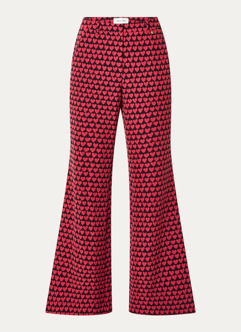 Pantaloni Fabienne Chapot Puck, evazați, cu talie înaltă, imprimați și cu buzunare laterale.