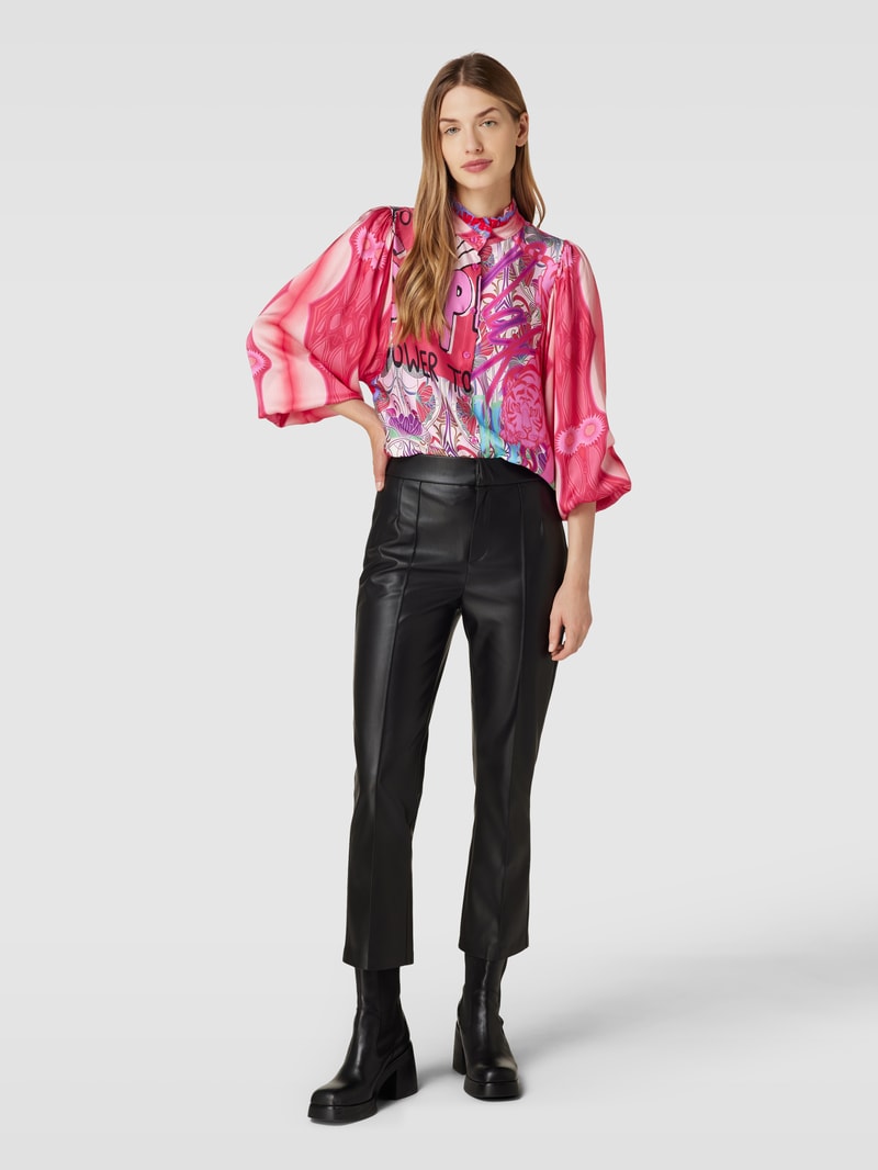 Bluse aus Viskose mit Allover-Muster Modell 'POWER TIGER' in pink