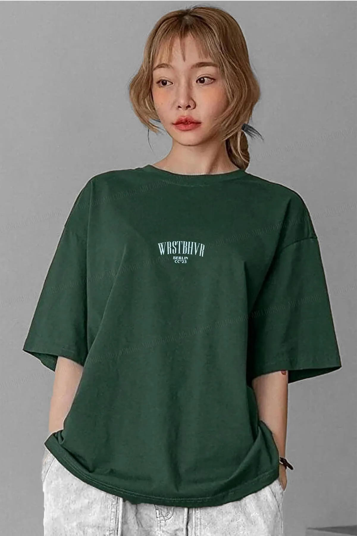 Teenage Millionaire  Dont Announce Grünes, übergroßes Salas Boyfriend-Damen-T-Shirt