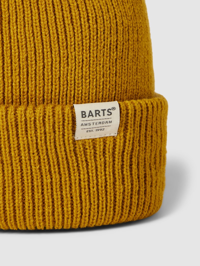 Beanie mit Label-Detail Modell 'Kinabalu' in senfgelb