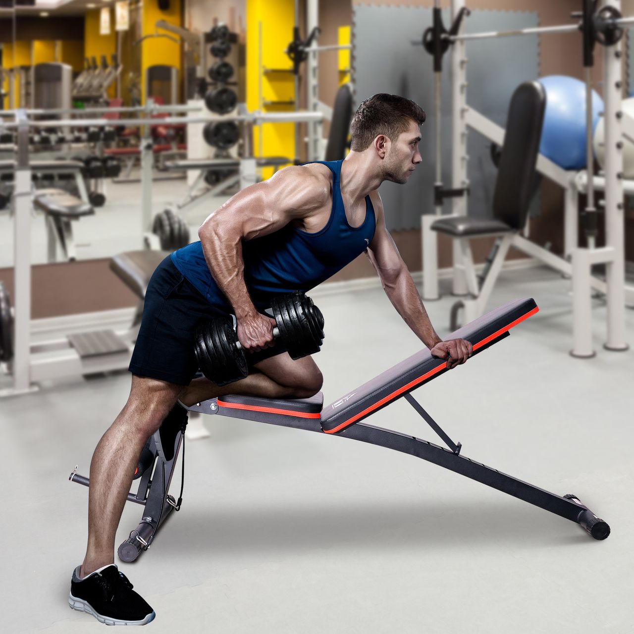 HOMCOM Multifunktion Trainingsbank Hantelbank mit Feder Gewicht bis 120kg