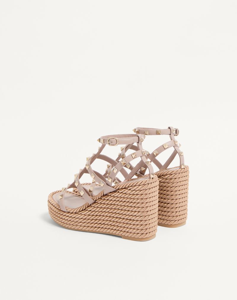 Rockstud kilehæl med 95 mm kalveskindsremme