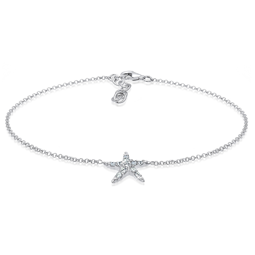 Elli Elli Bracelet de Cheville Seestern Kristalle 925 Sterling Silber Bijoux
