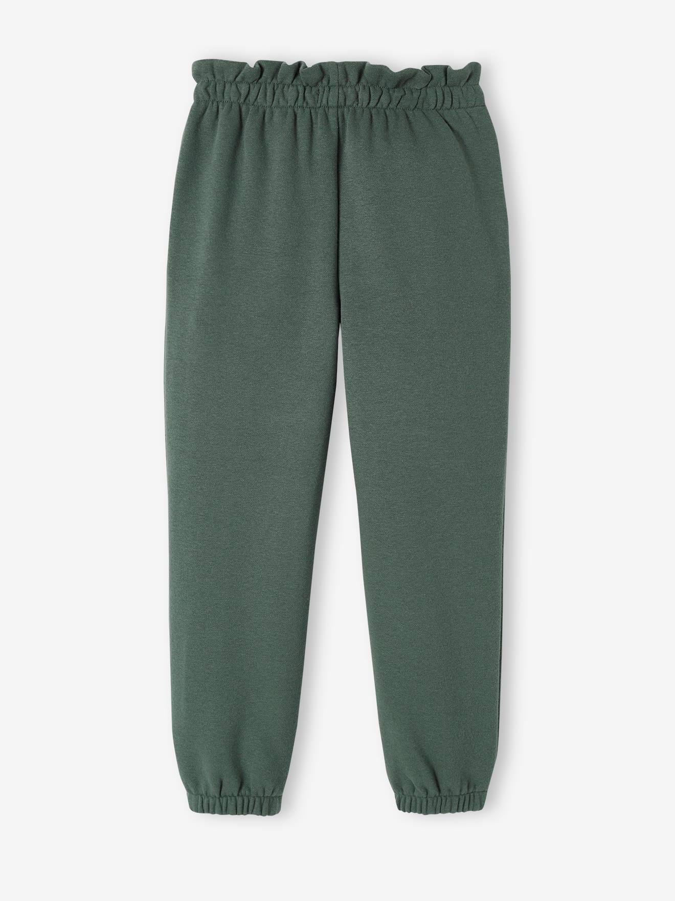 Pantalon jogging en molleton fille ceinture paperbag marine
