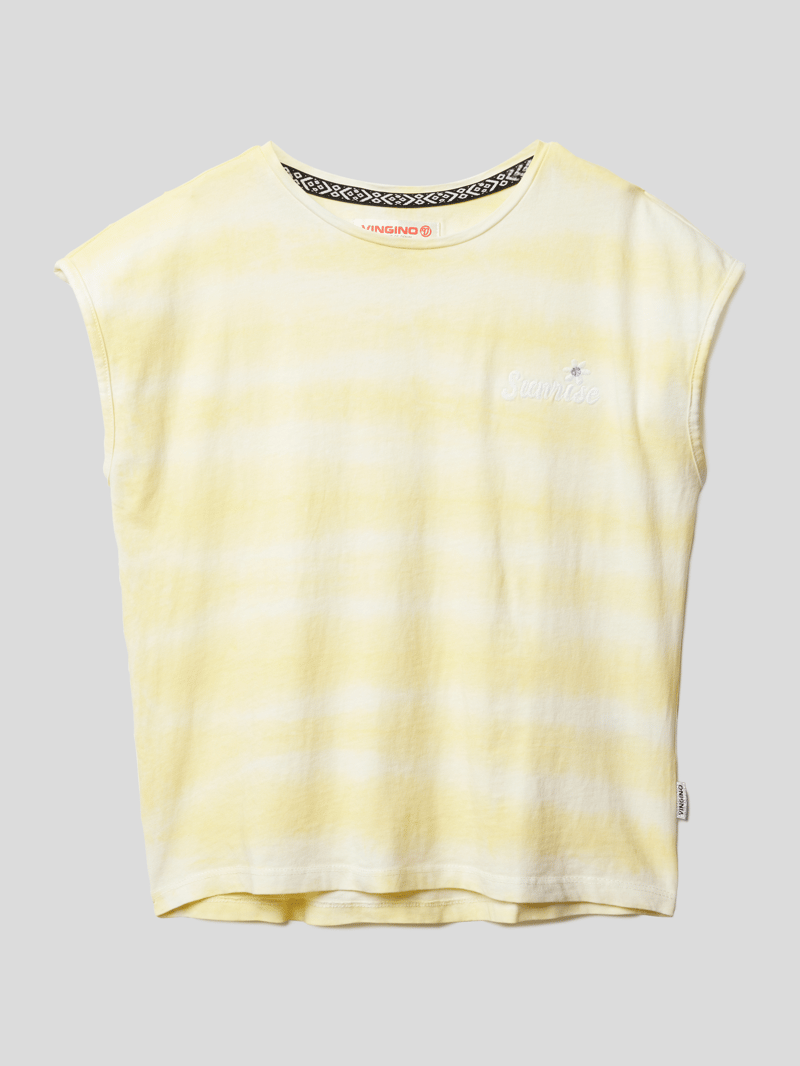 T-Shirt mit Streifenmuster in gelb