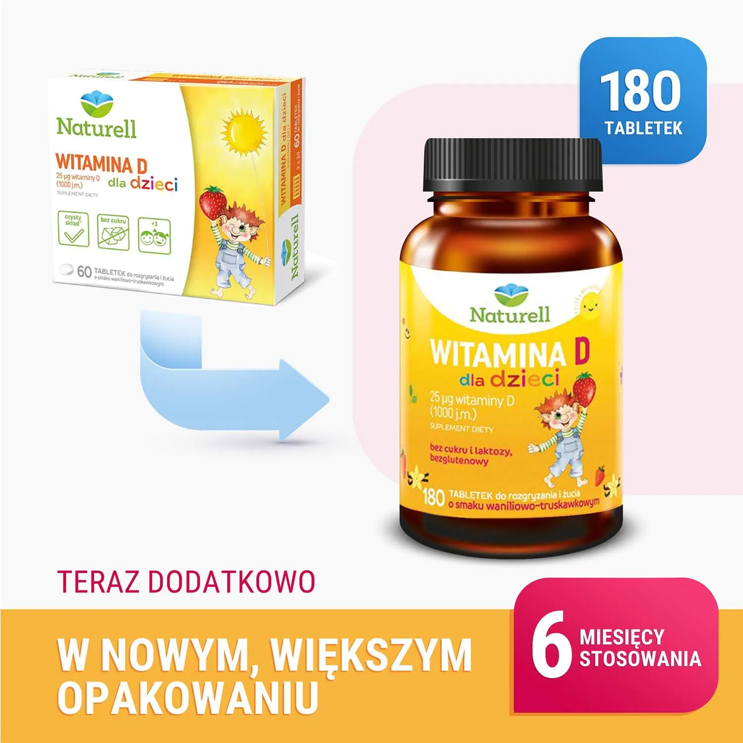 Naturell vitamino D vaikams kramtomosios tabletės 180 tablečių