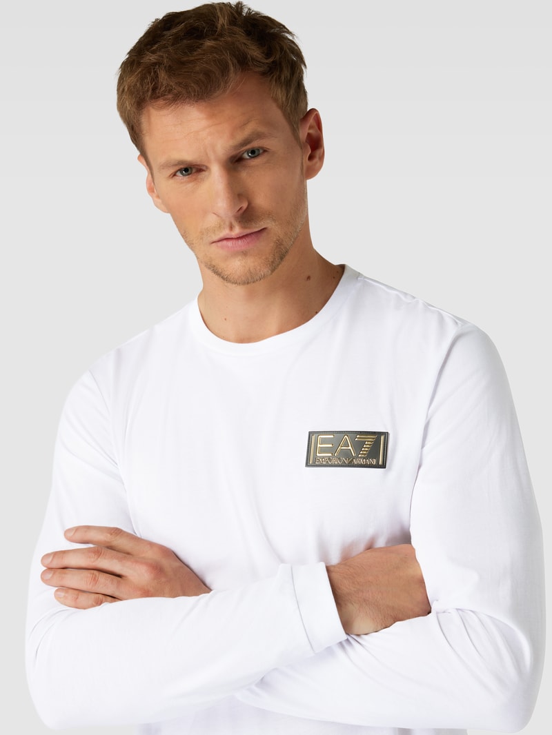 Longsleeve mit Label-Patch in weiß
