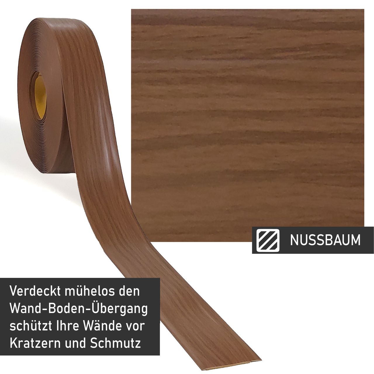 Lemodo Weichsockelleiste nussbaum, 25m Rolle