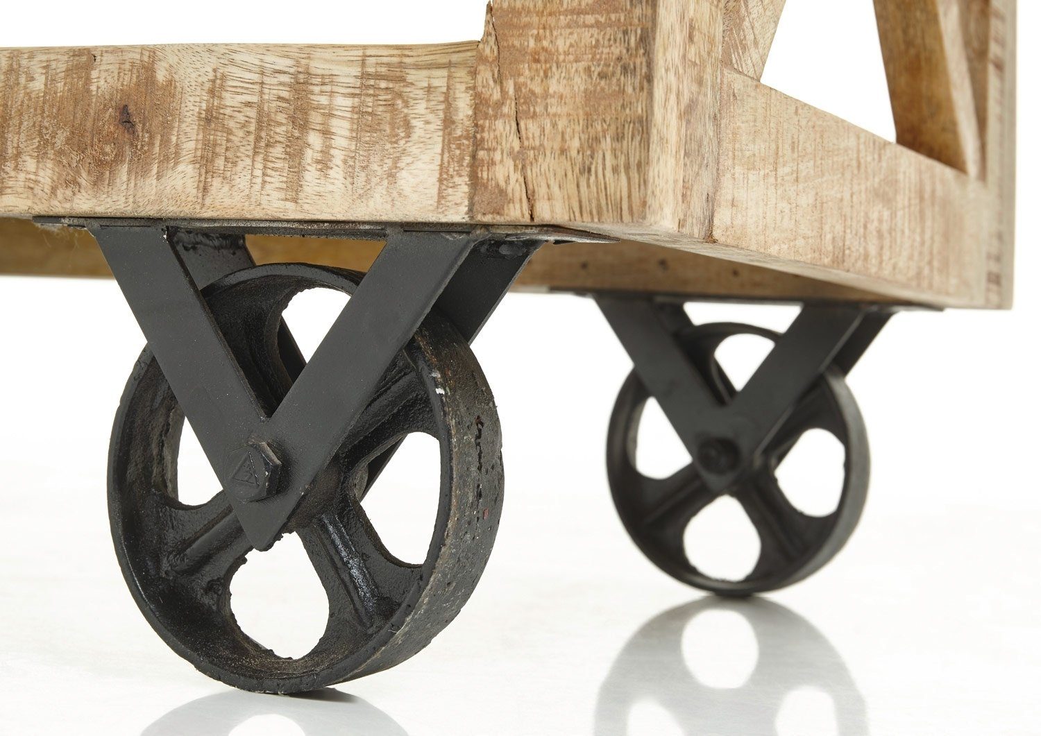 Bartisch Barwagen FERDI, B 86 x T 46 cm, Vintage Mangoholz, rollbar